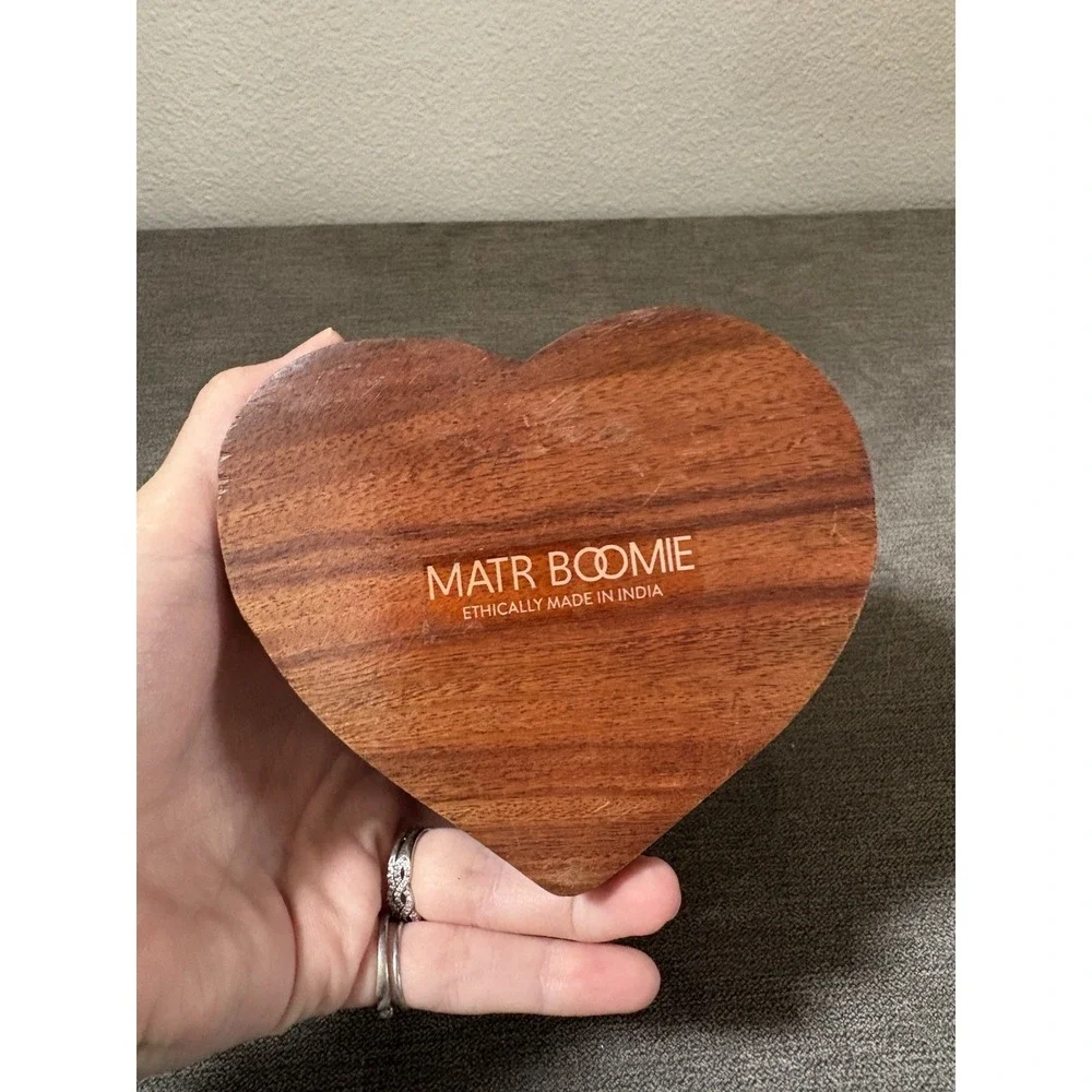 Hand Carved Matr Boomie Wood Wooden Heart Shaped Puzzle Box 3 Pieces Made India